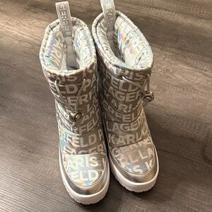 Karl Lagerfeld Silver Logo Winter Boots